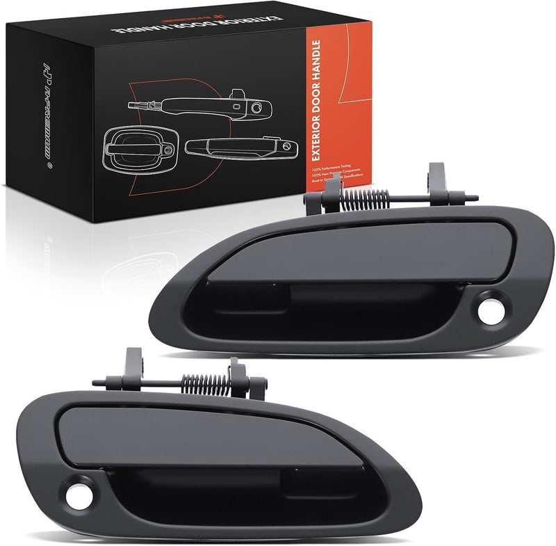 Front Exterior Door Handle Pair for Honda Accord 1998-2002 Coupe, Driver and Passenger Side, Primed Black, Keyhole