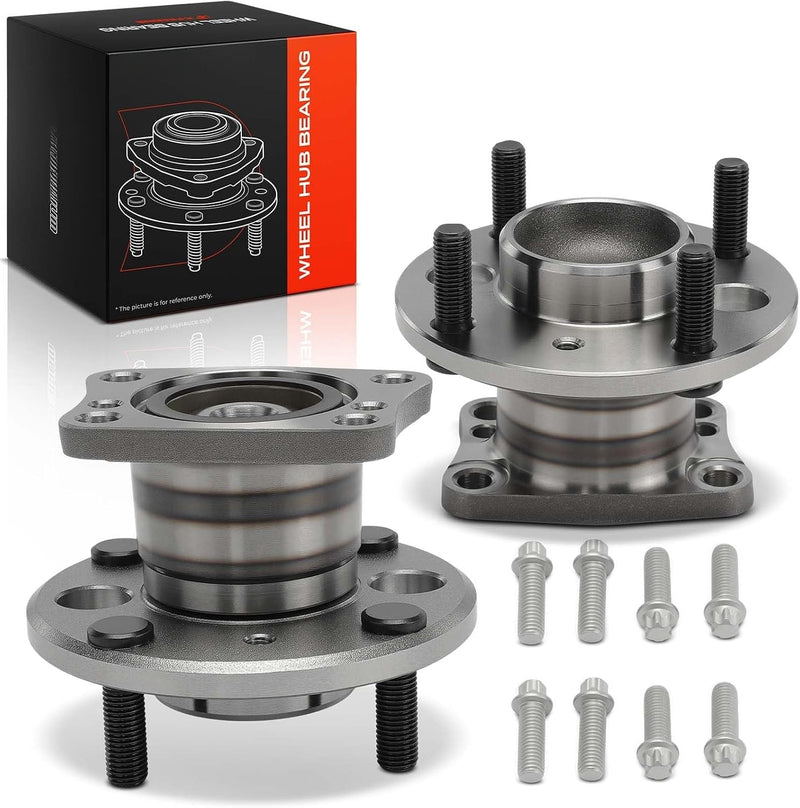 Rear Wheel Bearing and Hub Assembly Pair, 4-Lug, for Ford Fiesta 2011-2013, Fiesta 2014-2018 SE, S and Titanium, Fiesta 2019