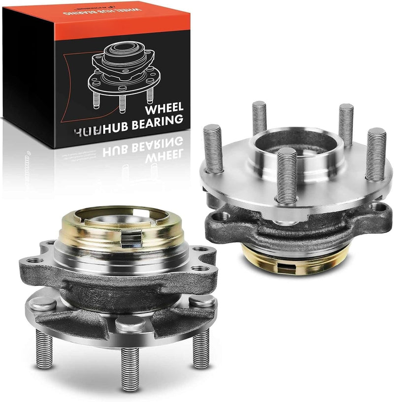 Front Wheel Bearing and Hub Assembly Pair, 5-Lug, for Nissan Murano 2003-2007, Quest 2004-2009