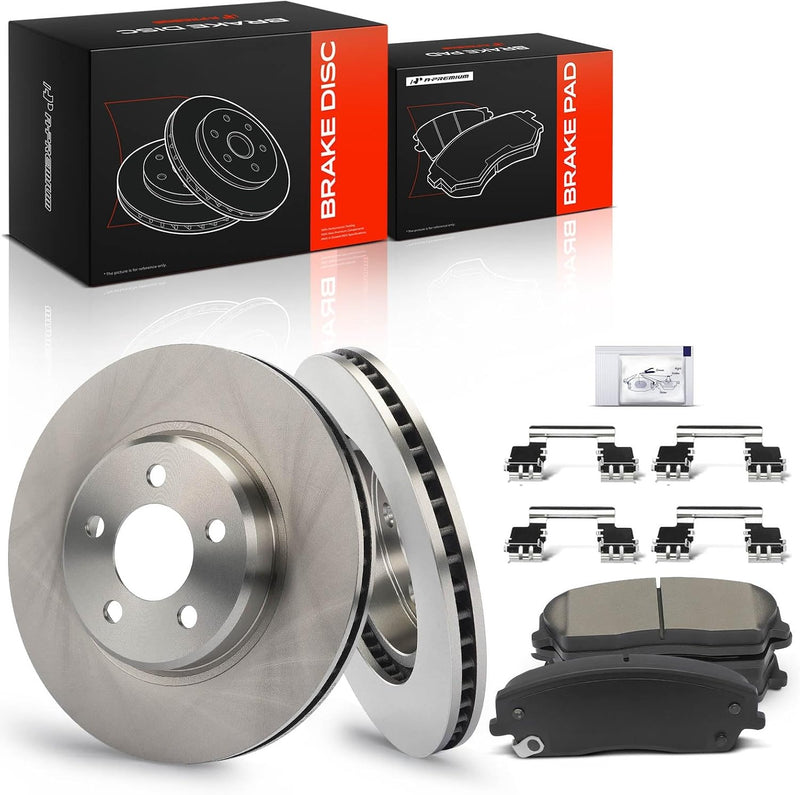 Front Vented Brake Rotors and Ceramic Pads for Chrysler 300 2005-2023, Dodge Charger 2006-2023, Challenger 2009-2023