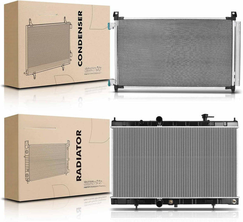 Radiator and A/C Condenser Kit for Nissan Rogue 2014-2018 2.5L, Automatic Transmission, with Drier