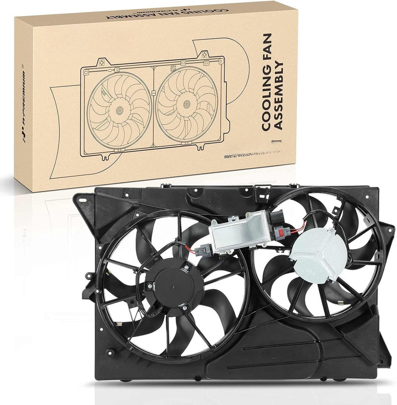 Dual Radiator Cooling Fan Assembly with Shroud and Controller for Ford Flex 2010-2012 3.5L V6, Lincoln MKT 2010-2012