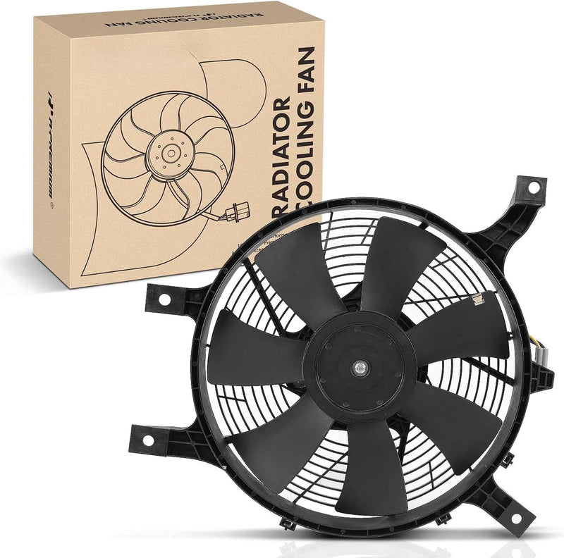 A/C Condenser Fan Assembly with Motor and Shroud for Nissan Frontier 1999-2000, Xterra 2000, 3.3L V6