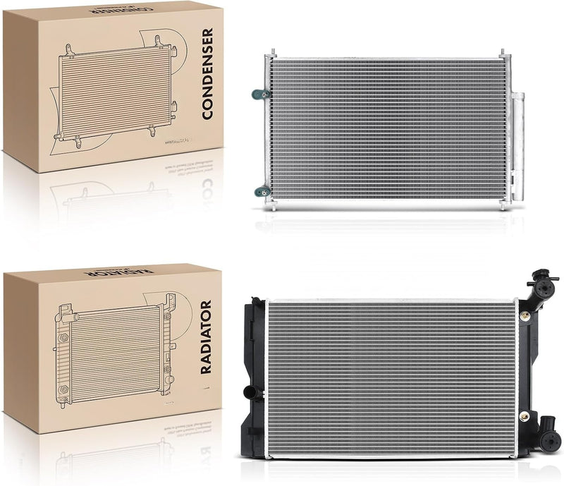 Radiator and A/C Condenser Kit for Toyota Corolla 2014-2019, Matrix 2009-2014, Pontiac Vibe 2009-2010, 1.8L