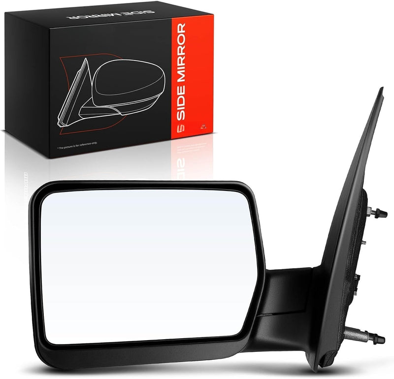 Front Left Driver Side Power Mirror for Ford F-150 2004-2008, Non-Heated, Textured Black, 4-Pin