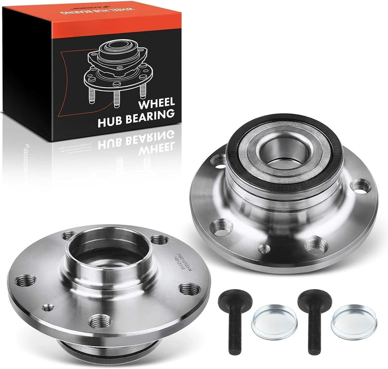 Rear Wheel Bearing and Hub Assembly Pair, 5-Lug, for Volkswagen Passat 2012-2022, Jetta 2015-2018, Beetle 2016-2019