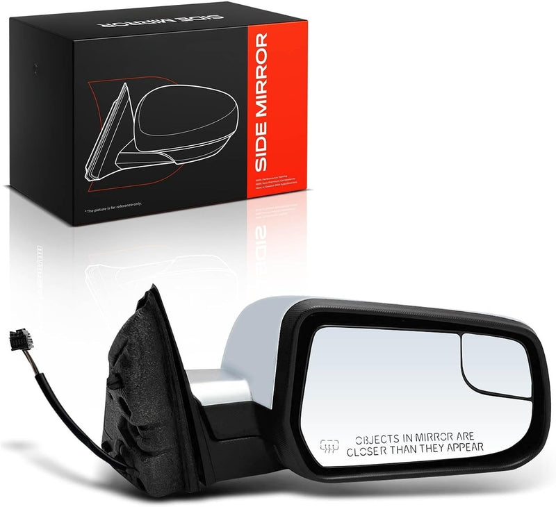Front Right Passenger Side Heated Power Mirror for Chevrolet Equinox 2010-2014, GMC Terrain 2010-2014, Chrome