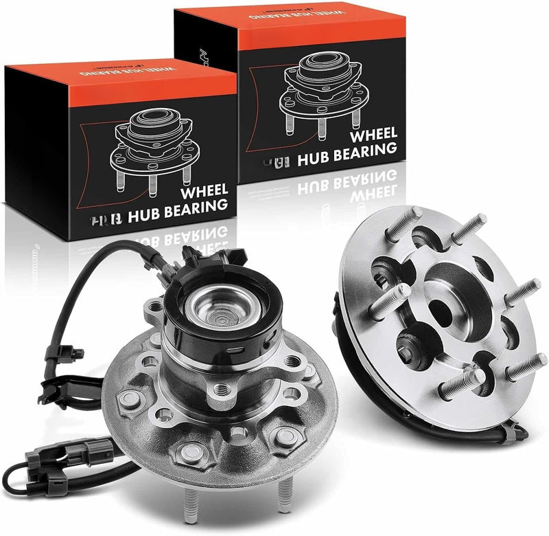 Front Wheel Bearing and Hub Assembly Pair with ABS, 6-Lug, 2WD, for Chevrolet Colorado 2004-2008, GMC Canyon 2004-2008