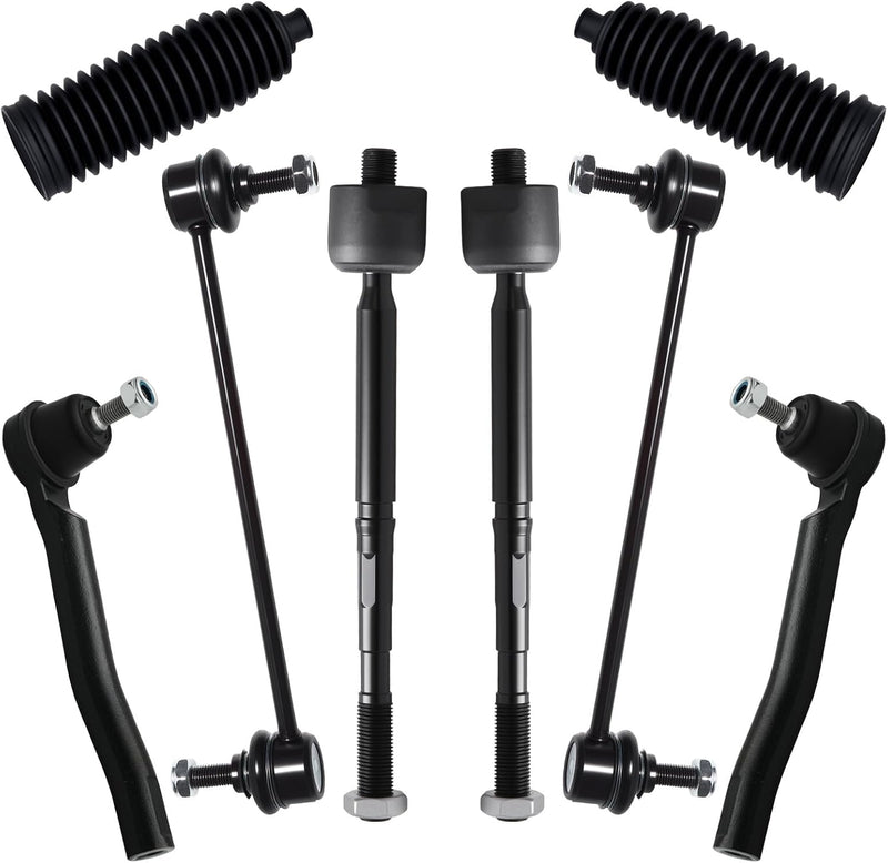 Front Tie Rod End and Sway Bar Link Kit for Nissan Versa 2020-2025, Kicks 2021-2024, Inner and Outer Tie Rods, 8 Pcs