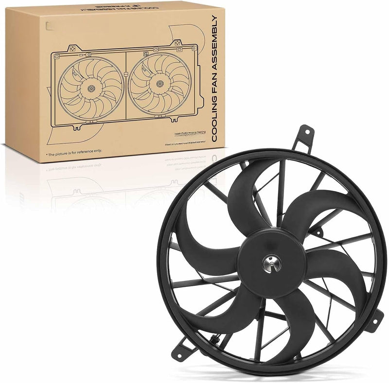 Radiator Cooling Fan Assembly with Shroud for Jeep Grand Cherokee 1999-2003, 4.0L, Liberty 2002-2003, 3.7L V6, 12V, 2-Pin