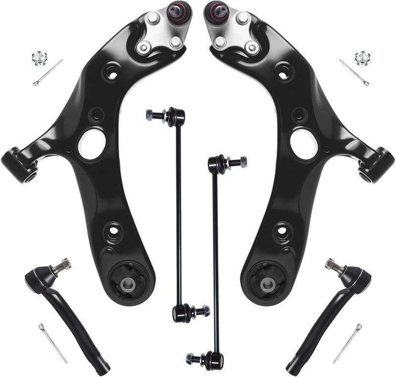 Front Suspension Kit for Scion tC 2011-2016, Toyota Mirai 2016-2020, Lexus HS250h 2010-2012, Lower Control Arms, Tie Rod Ends