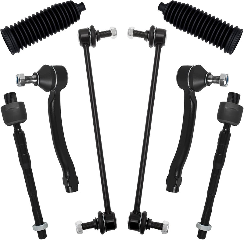 Front Tie Rod End and Sway Bar Link Kit for Honda Pilot 2009-2015, Inner and Outer Tie Rods, Rack Boots, 8 Pcs
