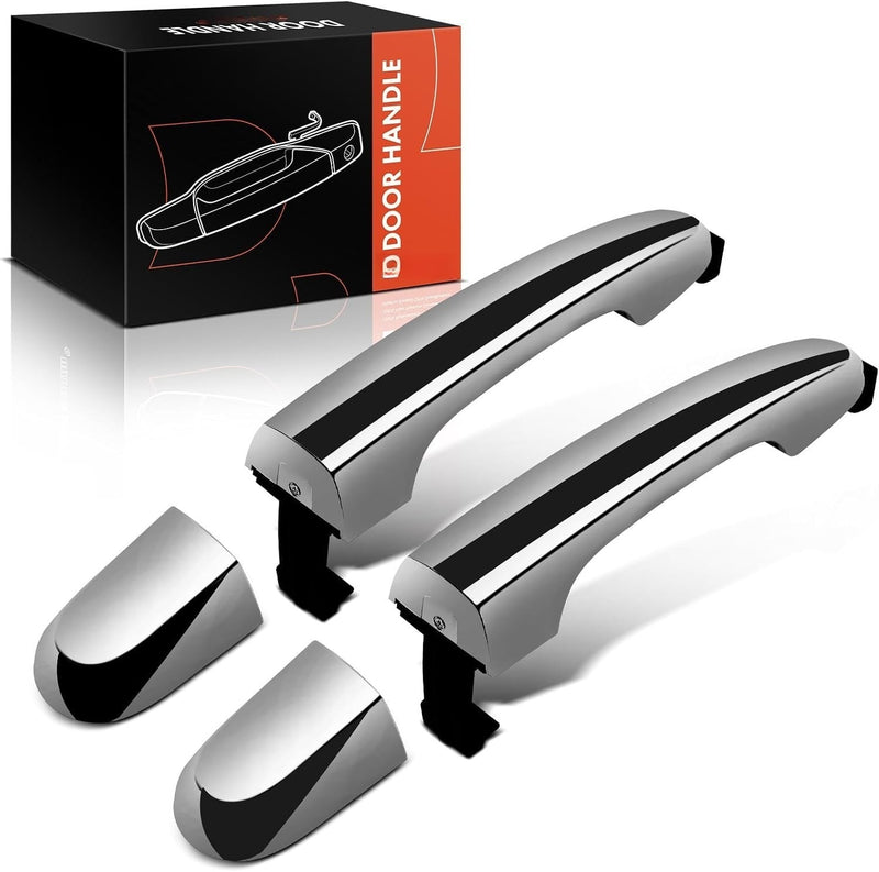 Rear Driver and Passenger Side Exterior Door Handles for Kia Sorento 2011-2015, Chrome, 2-Piece Set