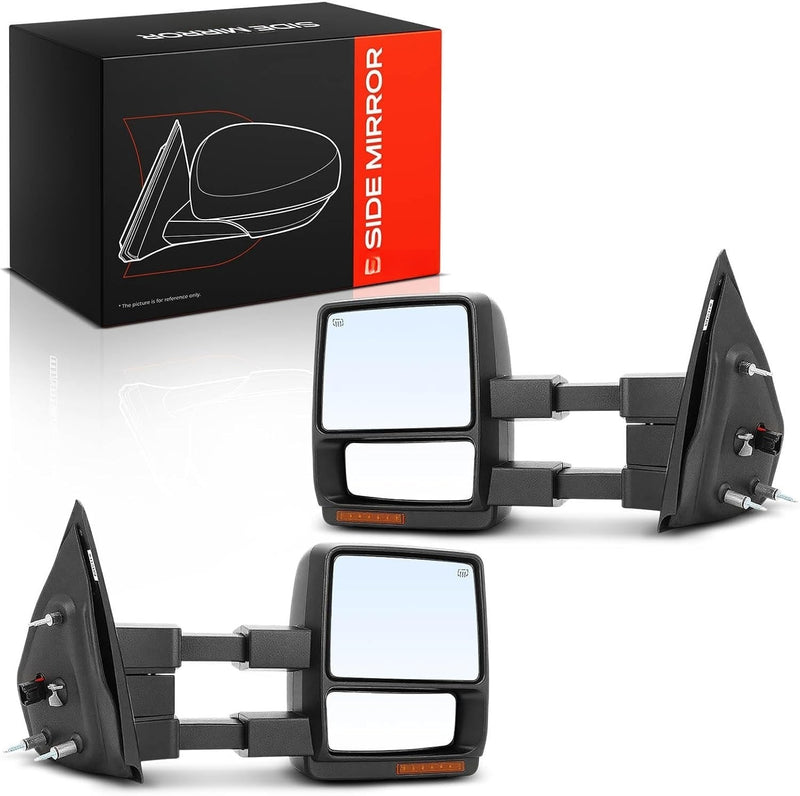 Front Driver and Passenger Side Telescoping Towing Mirrors for Ford F-150 2004-2006, Heated, Turn Signal, Pair