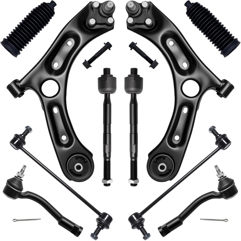 Front Suspension Kit with Lower Control Arms, Tie Rod Ends, Sway Bar Links for Hyundai Tucson 2016-2021