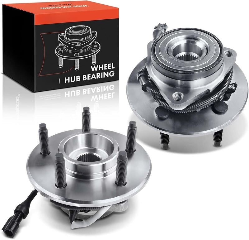 Front Wheel Bearing and Hub Assembly with ABS for Ford Expedition 2000-2002, Lincoln Navigator 2000-2002, 4WD, 5 Lug, Pair