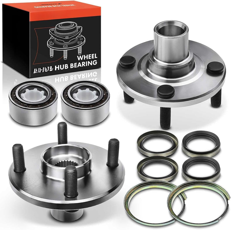 Front Wheel Hub with Bearing Pair for Toyota Corolla 1987-2002, MR2 1986-1989, Chevrolet Prizm 1998-2002, Non-ABS, 4-Lug