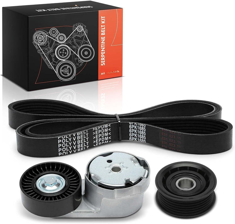 Serpentine Belt Drive Kit with Belt, Tensioner and Idler Pulley for Dodge Durango 2016-2021, Jeep Grand Cherokee 2016-2022