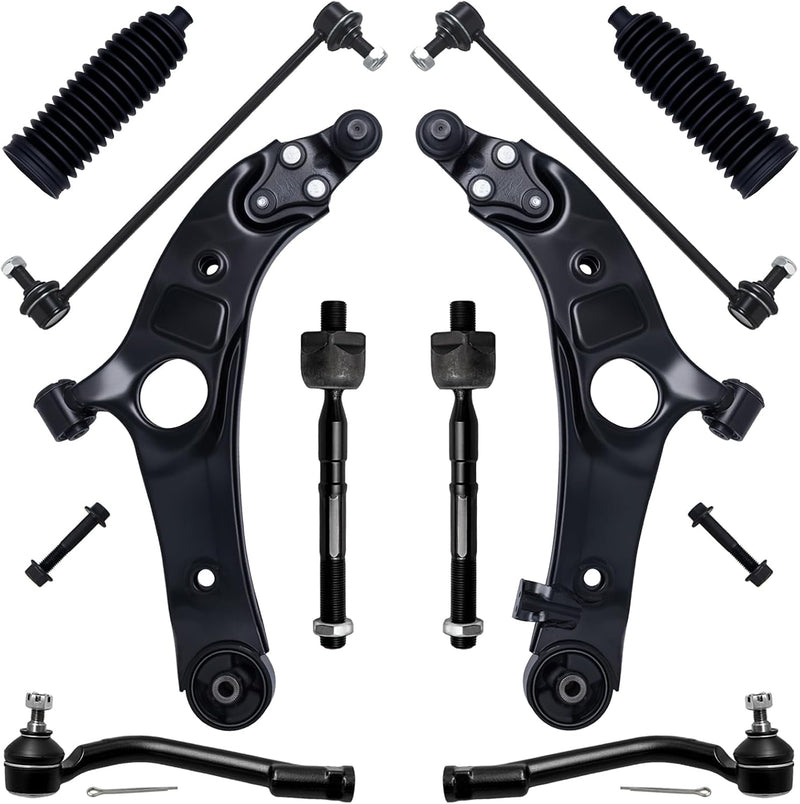 Front Suspension Kit for Hyundai Santa Fe 2013-2018, Santa Fe XL 2013-2019, Lower Control Arms, Sway Bar Links, Tie Rod Ends