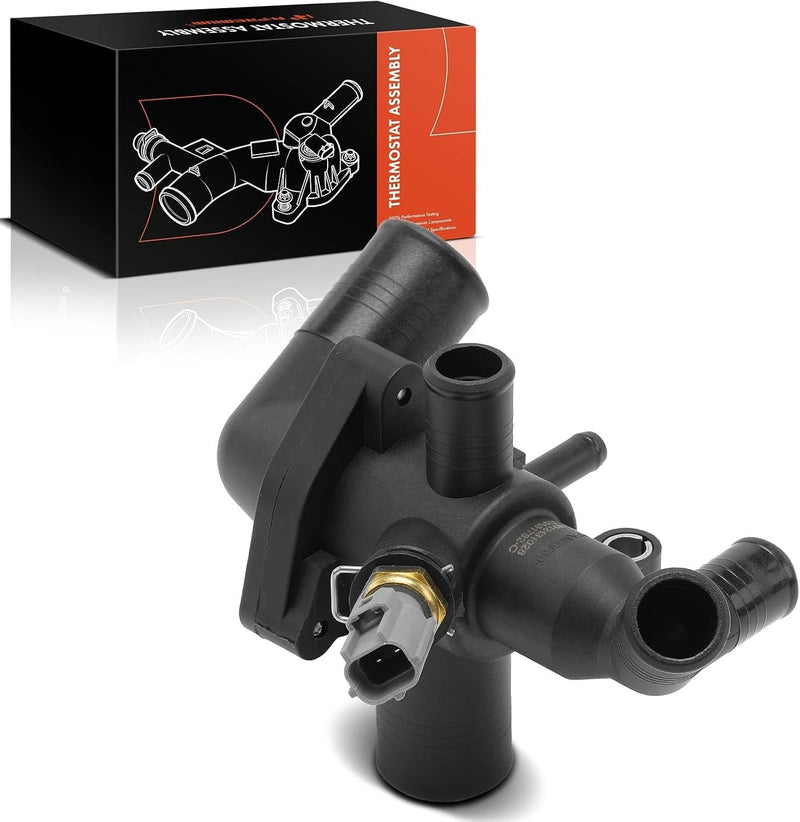 Thermostat Housing Assembly with Thermostat and Sensor for Ford Transit 2011-2018 2.2L RWD, 88°C