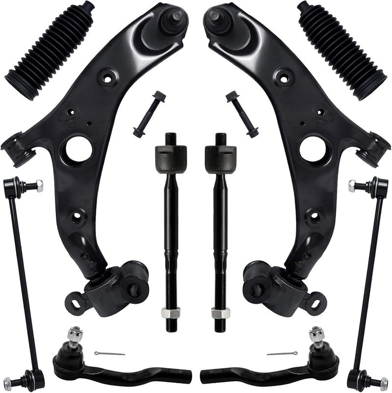 Front End Suspension Kit with Lower Control Arms, Tie Rod Ends, Sway Bar Links for Mazda 6 2014-2017, 10 Pcs