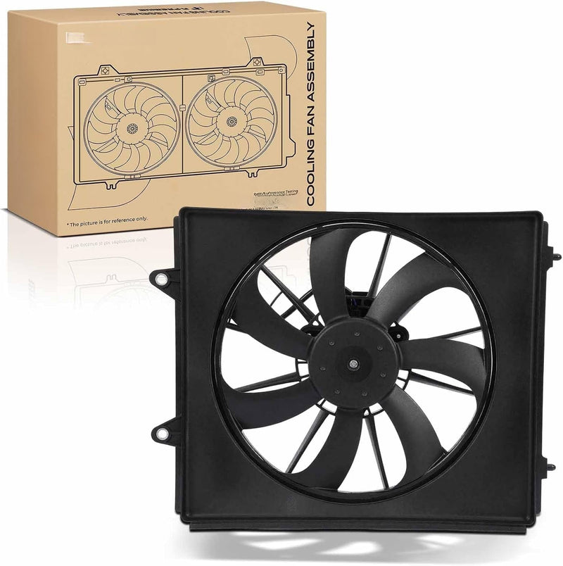 Right Side A/C Condenser Fan Assembly with Shroud for Honda Odyssey 2011-2017, V6 3.5L, 7-Blade