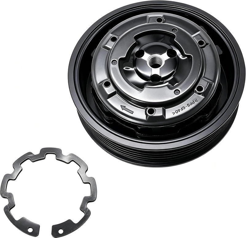 A/C Compressor Clutch Kit, 6-Groove 115mm Pulley for BMW 3 Series, 5 Series, 1 Series, Z4, 7SEU16C 7SB16C 7SEU17C Compressors