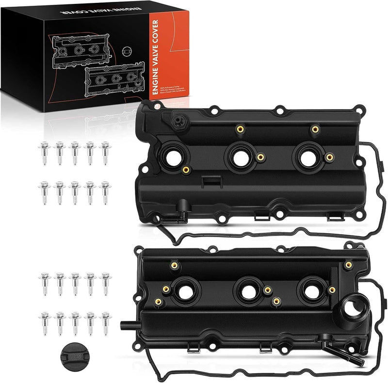 Left and Right Valve Covers with Gaskets for Infiniti FX35 2003-2008, G35 2003-2007, Nissan 350Z 2003-2006 3.5L VQ35DE
