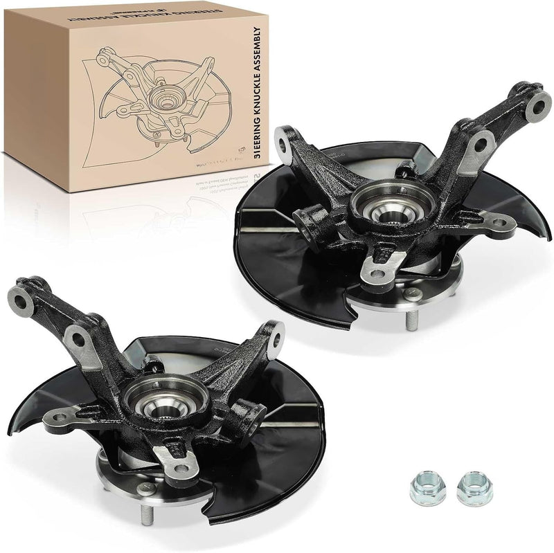 Front Steering Knuckle and Wheel Hub Assembly for Honda Civic 2006-2011, Non-Si, Left and Right, Pair