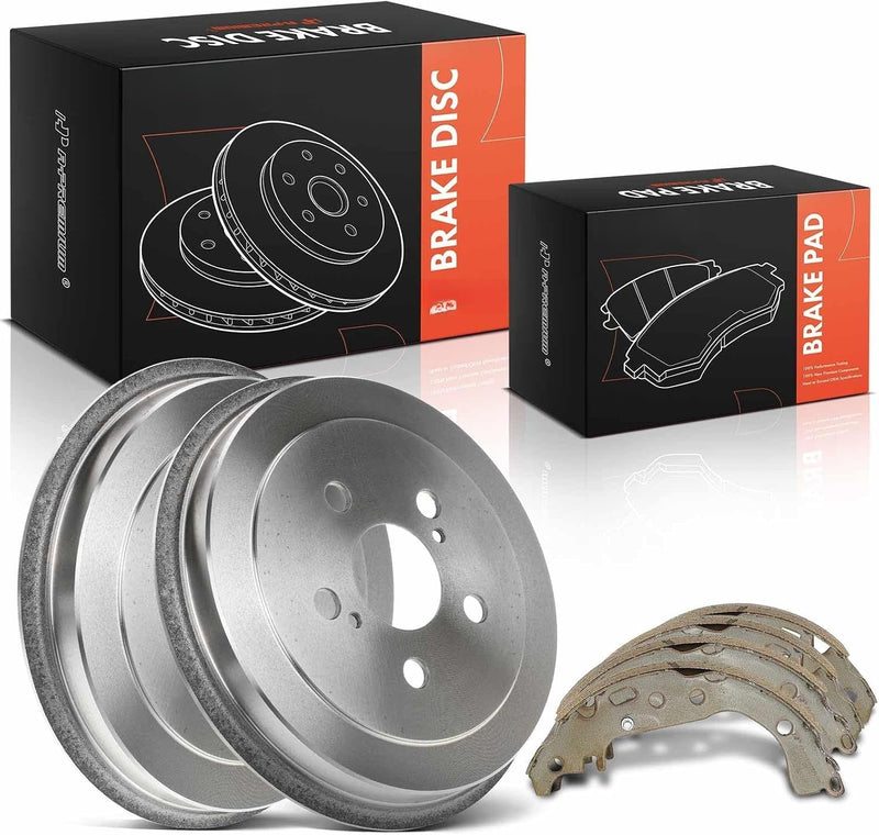 Rear Brake Drums and Shoes Set for Toyota Corolla 2003-2008 Japan-Built, Prius 2004-2008, Celica 2000-2005 GT