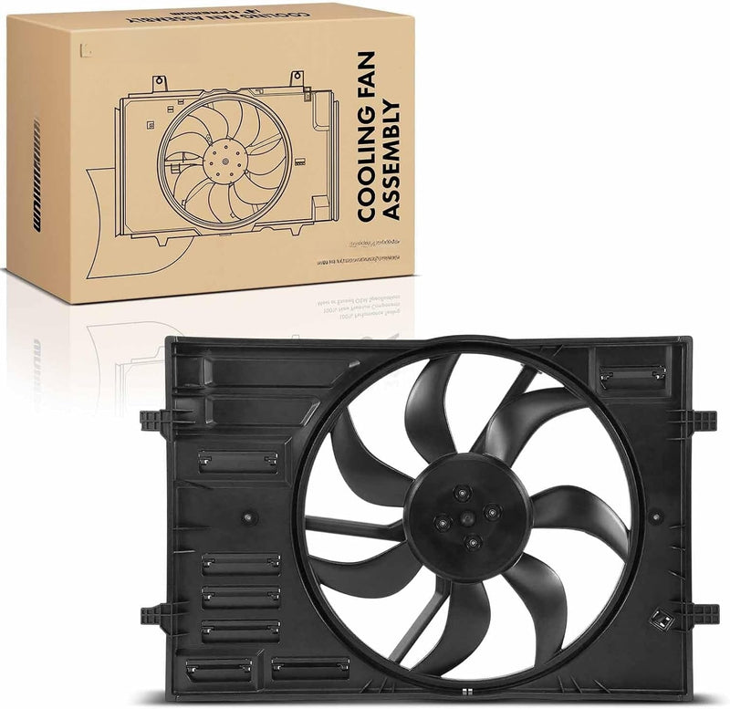 Dual Radiator Cooling Fan Assembly with Shroud for Volkswagen GTI 2015-2020, Golf 2015-2019, e-Golf 2015-2019