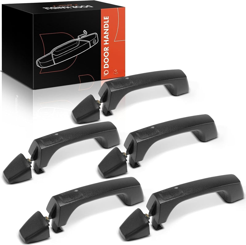 Front, Rear and Cargo Exterior Door Handle Set for Hummer H3 2006-2010, Textured Black, 5-Piece Set