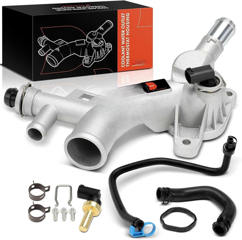 Aluminum Thermostat Housing with Sensor for Chevrolet Cruze 2011-2015, Sonic 2012-2020, Buick Encore 2013-2019 1.4L