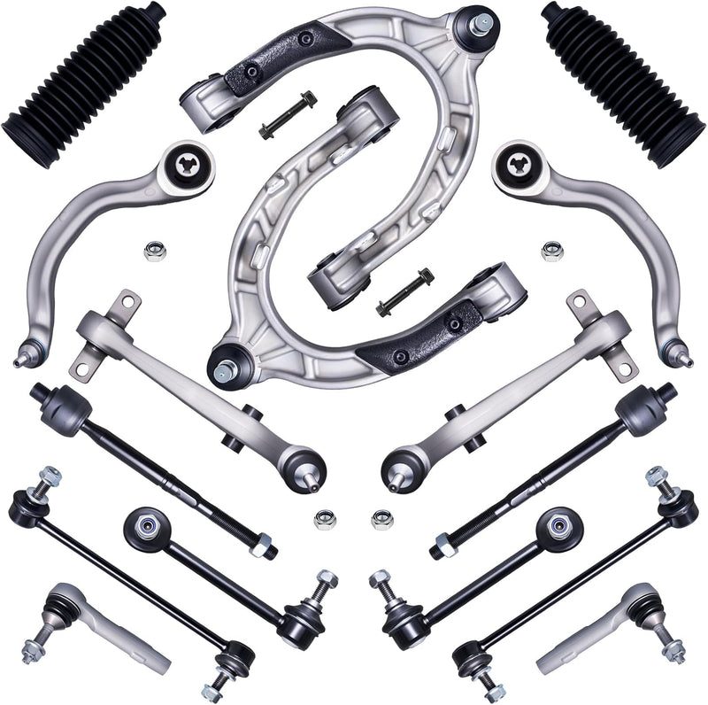 Front End Suspension Kit for Tesla Model 3 2017-2024, Control Arms, Inner and Outer Tie Rod Ends, Sway Bar Links, 16 Pcs