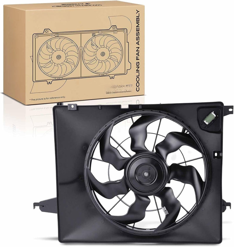 Radiator Cooling Fan Assembly with Shroud and Resistor for Hyundai Santa Fe 2010-2012, Kia Sorento 2011-2013