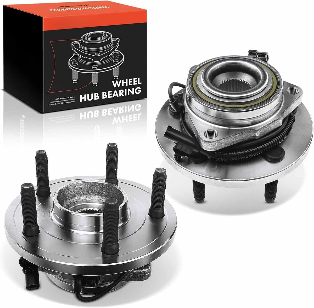 Front Wheel Bearing and Hub Assembly with ABS Pair for Dodge Dakota 2005-2010, Mitsubishi Raider 2006-2008, Ram Dakota 2011, 5-Lug