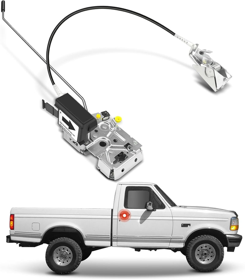 Front Right Passenger Side Door Latch With Cable Without Actuator for Ford F-150 1992-1997, F-250 1992-1997, Bronco 1992-1996