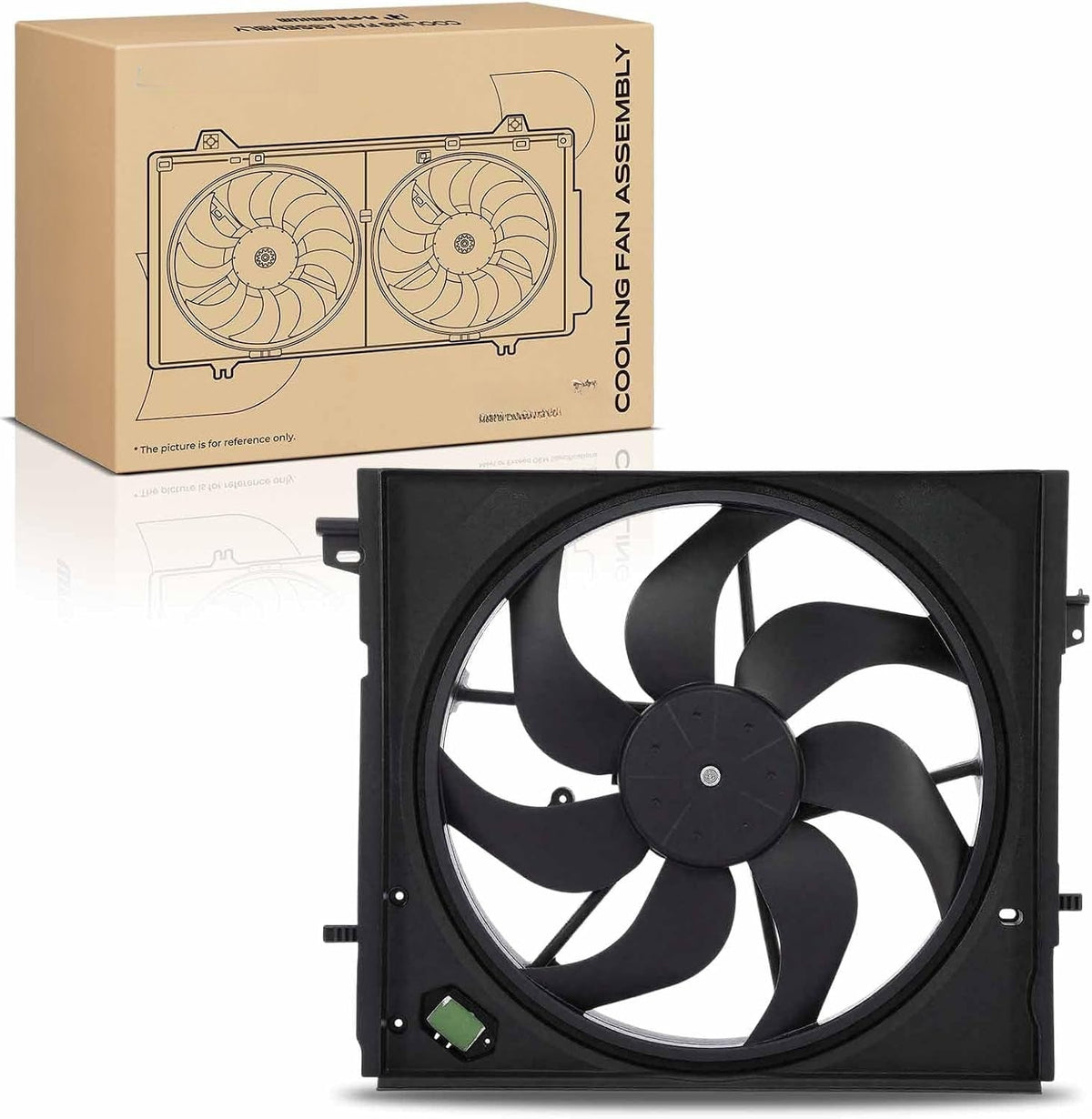 Radiator Cooling Fan Assembly with Shroud for Nissan Rogue Sport 2017-2022, Qashqai 2017-2022, 2.0L, 7 Blades, 4-Pin