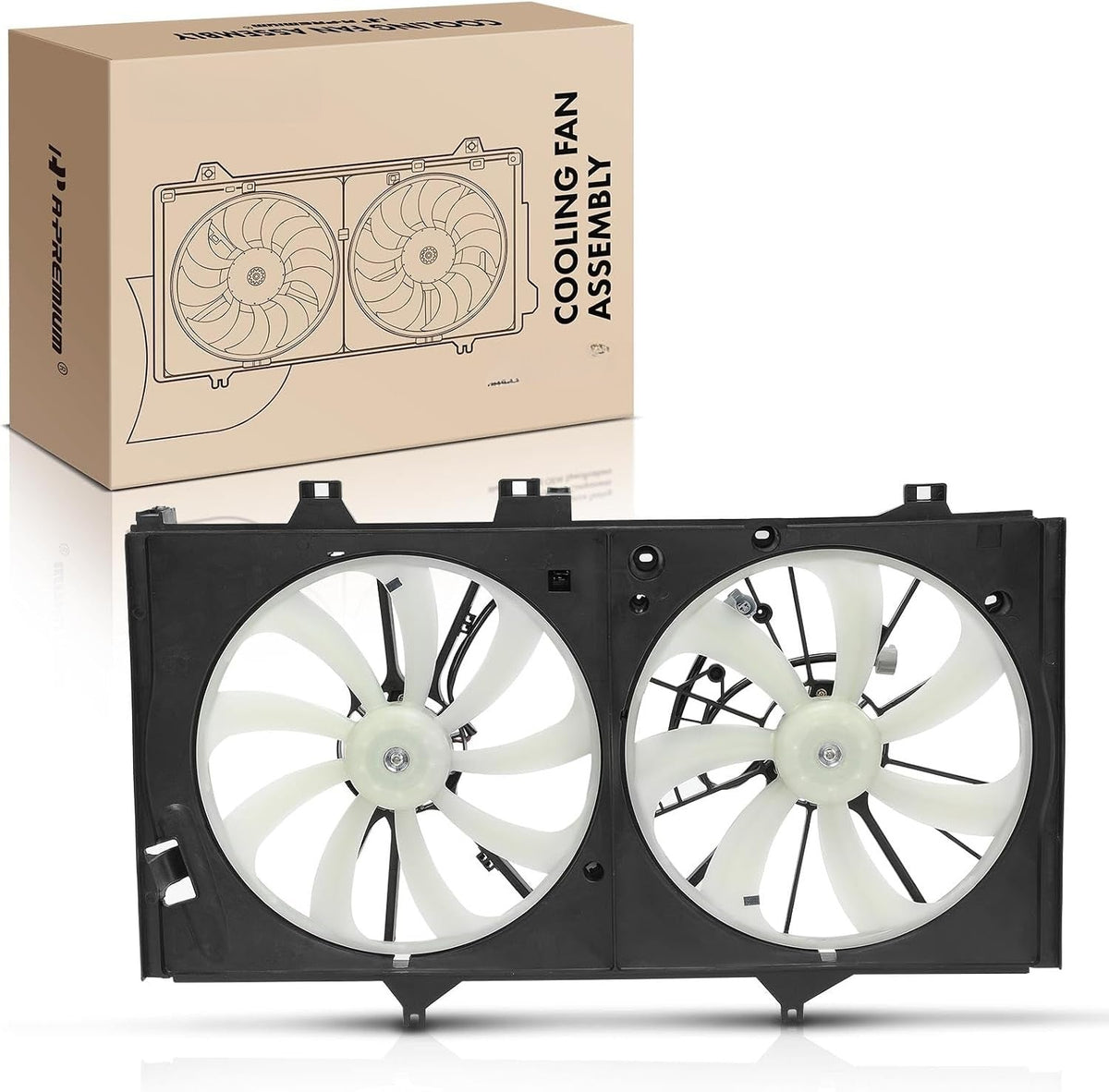 Dual Radiator Cooling Fan Assembly with Shroud for Toyota Camry 2012-2017, Avalon 2013-2018, Lexus ES350 2013-2018, 3.5L V6