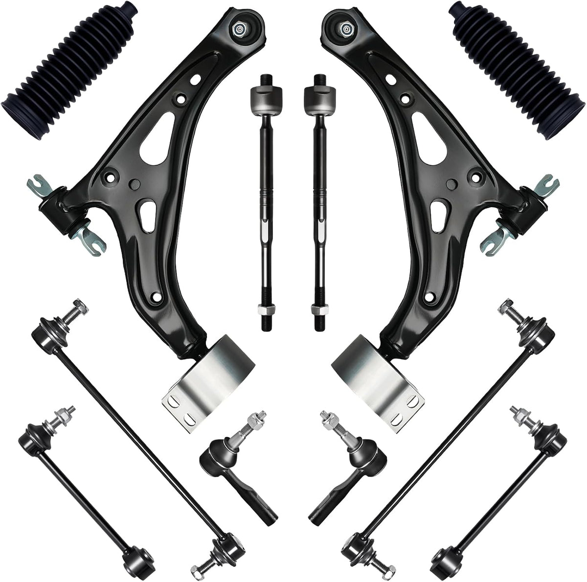 12Pcs Front End Suspension Kit Fit for 18-24 Chevy Equinox/Gm-C Terrain, Lower Control Arm W/Ball Joint, Sway Bar Link, Outer &amp; Inner Tie Rod End (# MS501312 K624158 K90349 EV801523 ES801623)