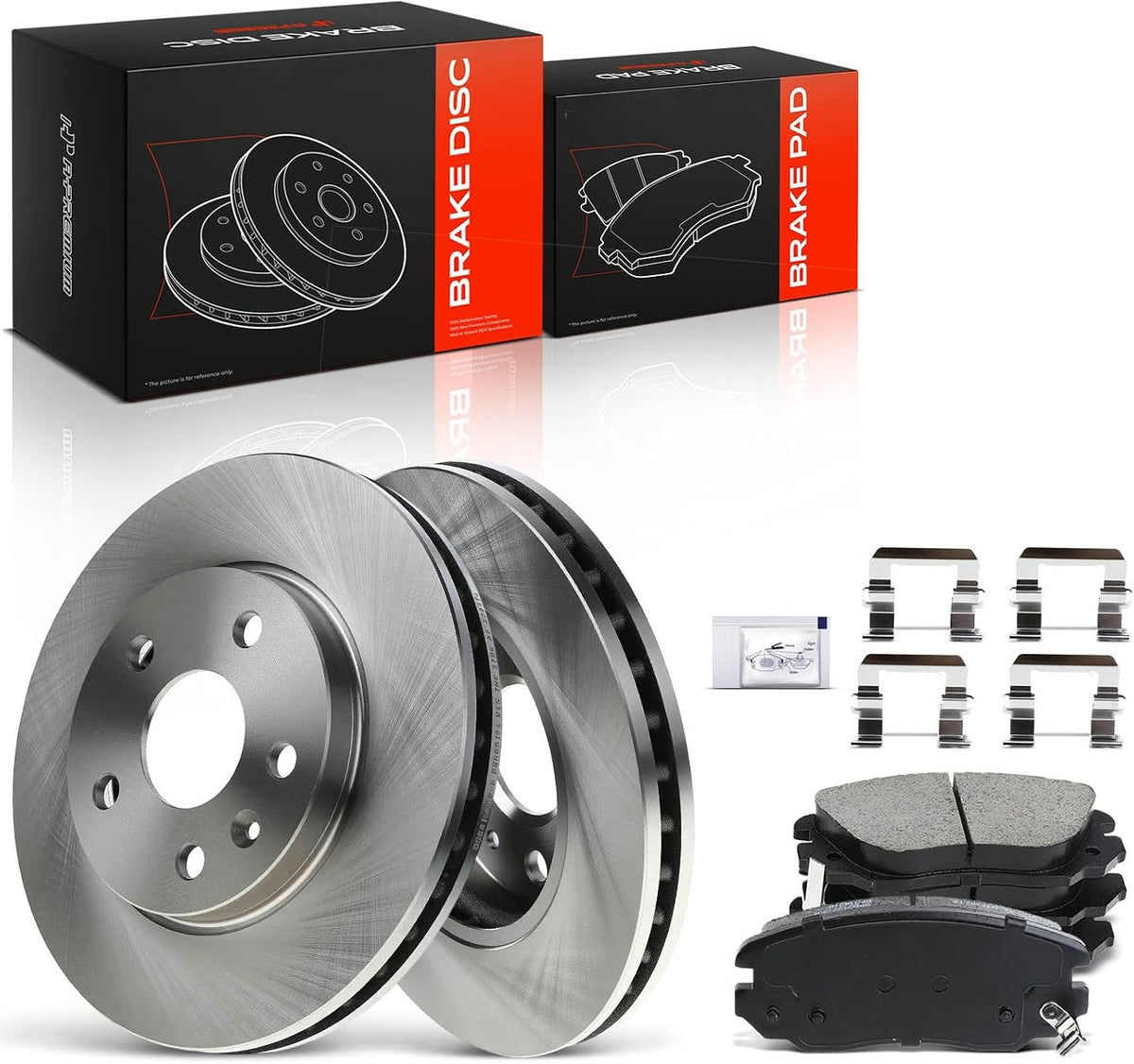 Front Vented Brake Rotors and Ceramic Pads Kit for Chevrolet Malibu 2013-2015, Malibu Limited 2016, Buick LaCrosse 2012-2014, Regal 2011-2014, 296mm