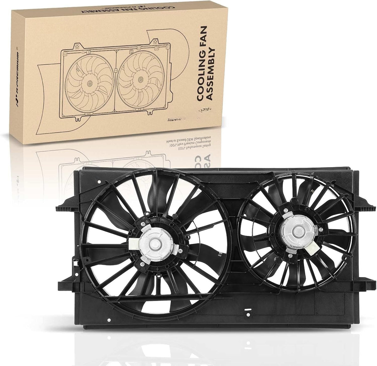 Dual Radiator Cooling Fan Assembly with Shroud for Chevrolet Equinox 2005 3.4L V6, 6 Pin