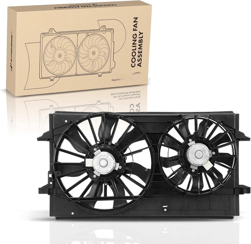 Dual Radiator Cooling Fan Assembly with Shroud for Chevrolet Equinox 2005 3.4L V6, 6 Pin