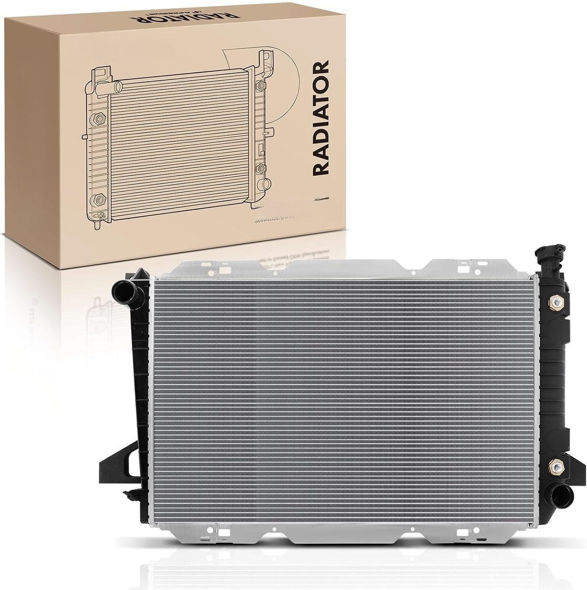 Radiator with Transmission Oil Cooler for Ford F-150 1985-1997, F-250 1985-1996, F-350 1985-1996, Bronco 1985-1992, 4.9L L6, Automatic