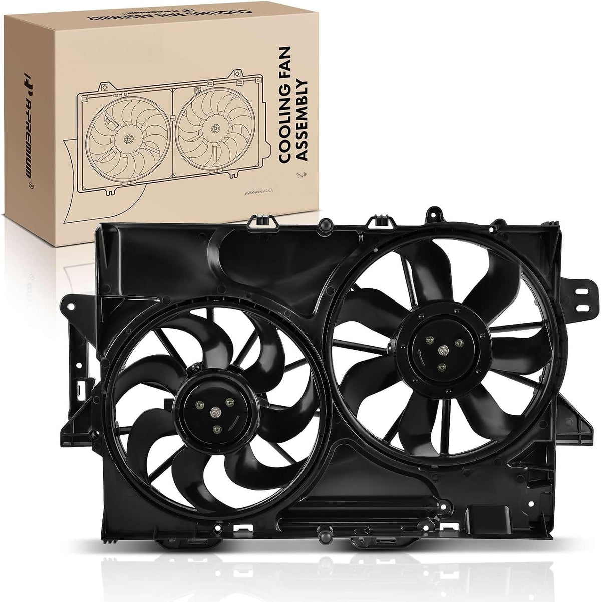 Dual Radiator Cooling Fan Assembly with Shroud and Brushless Motor for Chevrolet Equinox 2013-2017, GMC Terrain 2013-2017, 3.6L V6