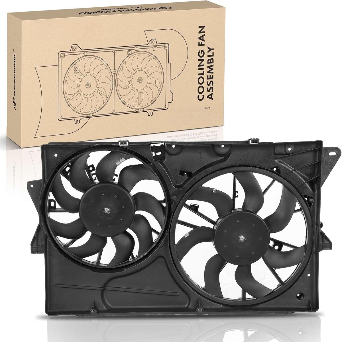 Dual Radiator Cooling Fan Assembly with Shroud for Ford Explorer 2016-2019, Taurus 2013-2018, Police Interceptor Sedan 2013-2019, 3.5L V6