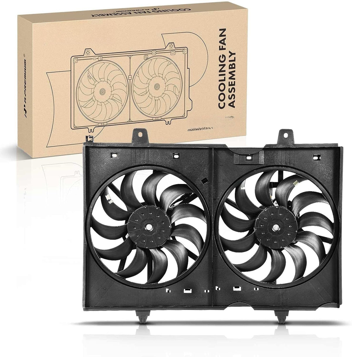 Dual Radiator Cooling Fan Assembly with Shroud for Nissan Rogue 2008-2013, Rogue Select 2014-2015, 2.5L L4