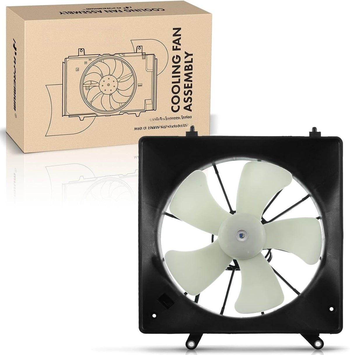 Radiator Cooling Fan Assembly with Shroud for Honda Accord 1998-2002, 2.3L L4, Coupe and Sedan, 2-Pin