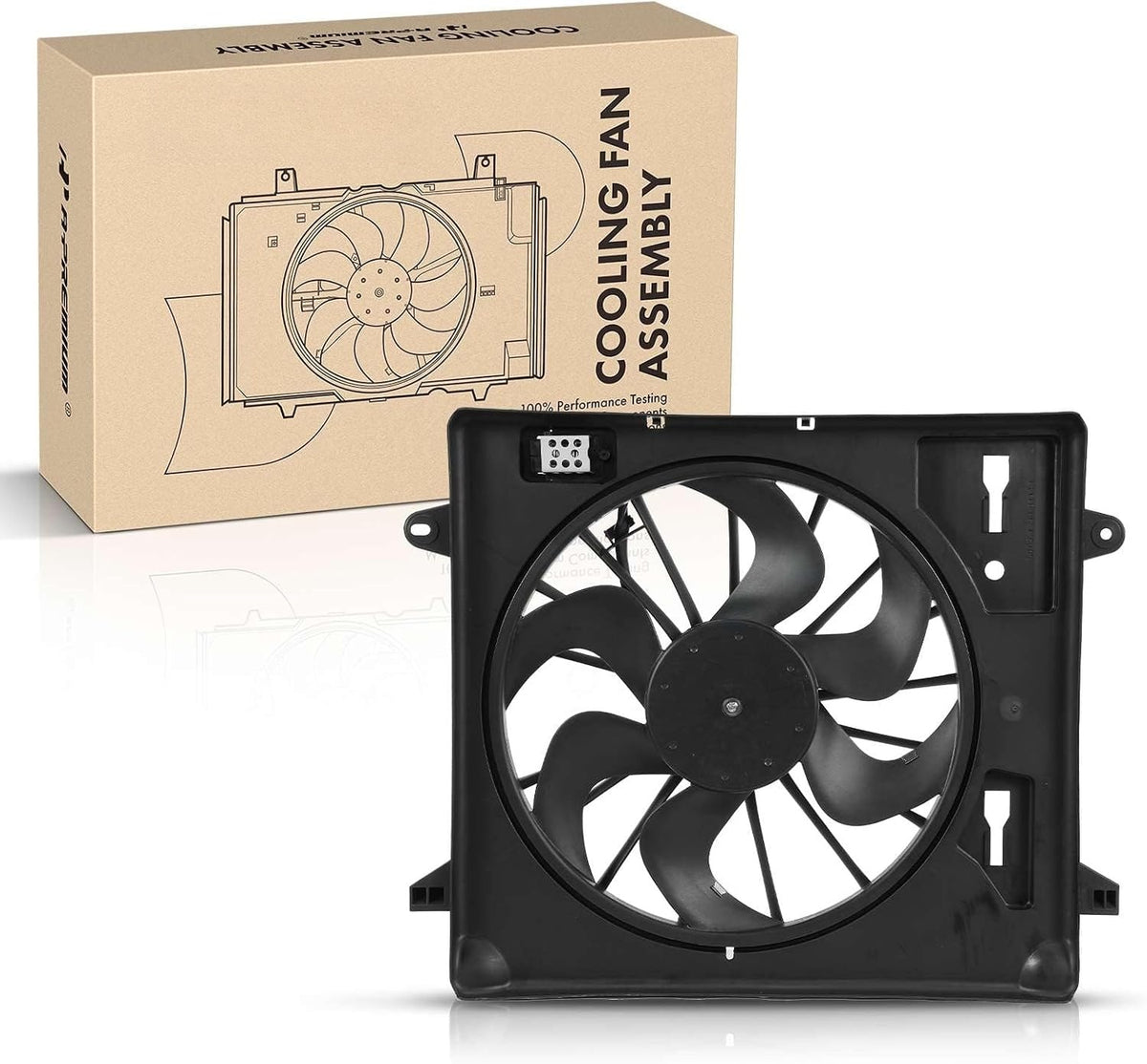 Radiator Cooling Fan Assembly with Shroud for Jeep Wrangler 2007-2011, 3.8L V6, with Air Conditioning, 6 Blades