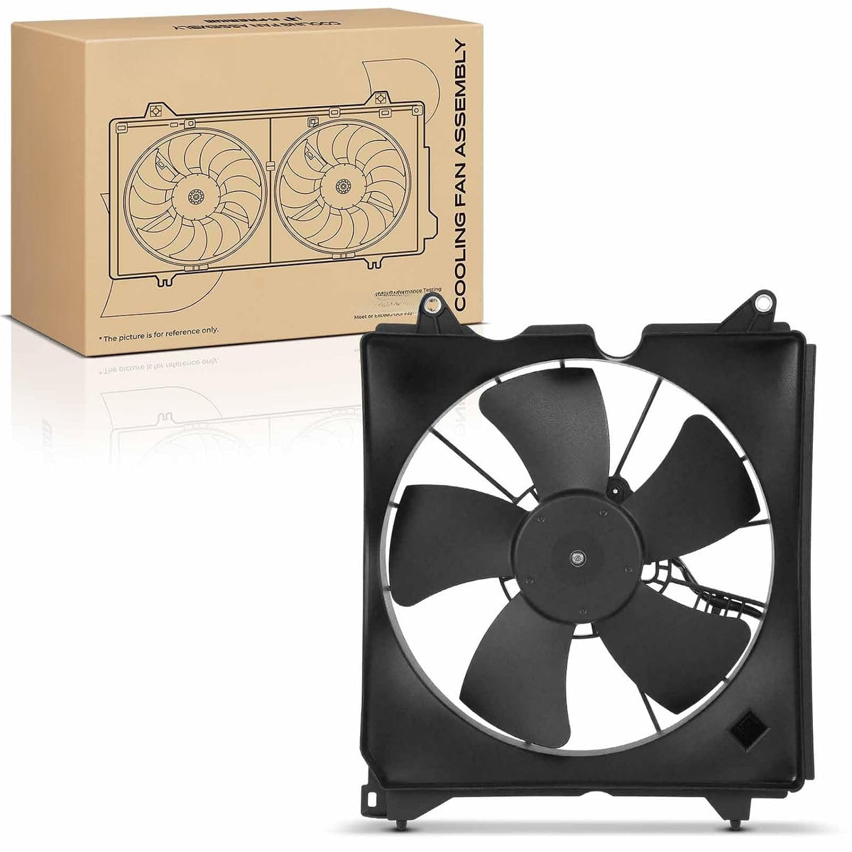 Left Radiator Cooling Fan Assembly with Shroud for Honda Accord 2013-2017, 2.4L, 3.5L V6, Driver Side, 5 Blades